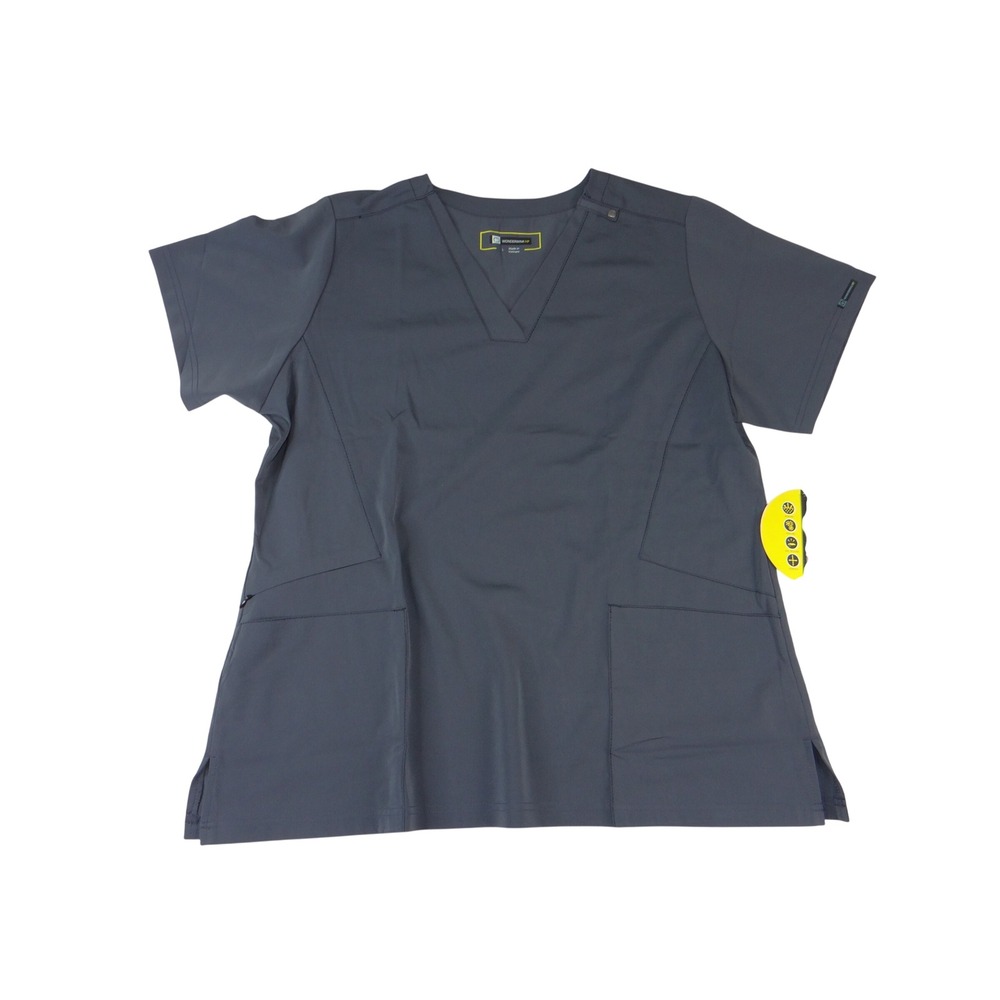 WonderWink HP High Performance V-Neck Scrub Top Pewter Gray 6412A Mens Large NWT